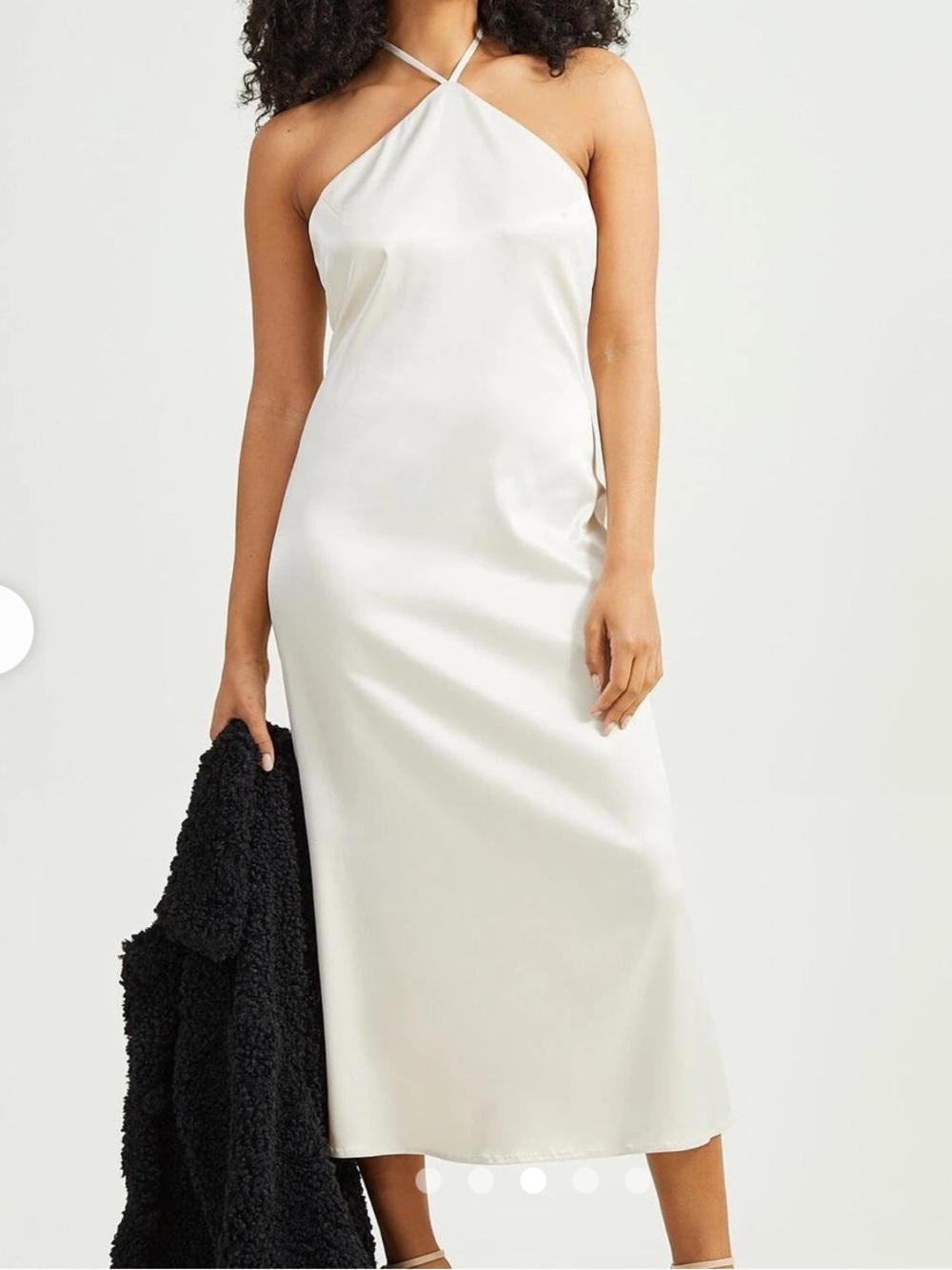 Satin Halter Slip Dress in Light Beige / Cream